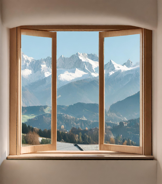 image de fenêtre avec des montagne
